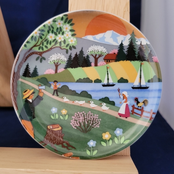 3-Vintage Landscape Reutter Porzellan W-Germany Small Plate Porcelain 3 1/2" - Picture 4 of 14